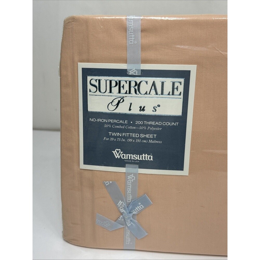 Wamsutta Supercale Plus Twin Fitted Sheet Coral 39 x 75" 200 Thread Count - Picture 2 of 6